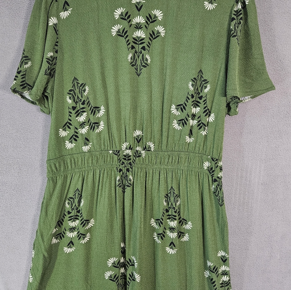 Knox Rose Maxi Dress XL Vneck Floral Green Faux Wrap Boho Cottagecore Boho Teir - Picture 9 of 9